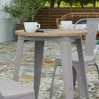Indoor/Outdoor Round Dining Table – All-Weather Poly Resin Top, Steel Base