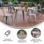 Indoor/Outdoor Round Dining Table – All-Weather Poly Resin Top, Steel Base