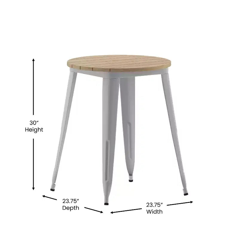 Indoor/Outdoor Round Dining Table – All-Weather Poly Resin Top, Steel Base
