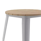 Indoor/Outdoor Round Dining Table – All-Weather Poly Resin Top, Steel Base