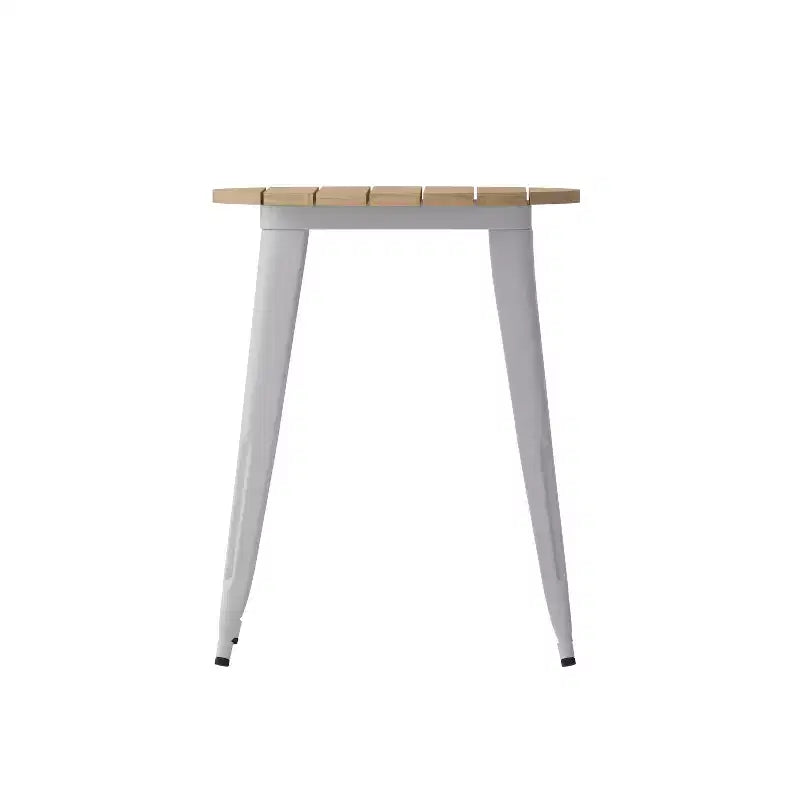 Indoor/Outdoor Round Dining Table – All-Weather Poly Resin Top, Steel Base