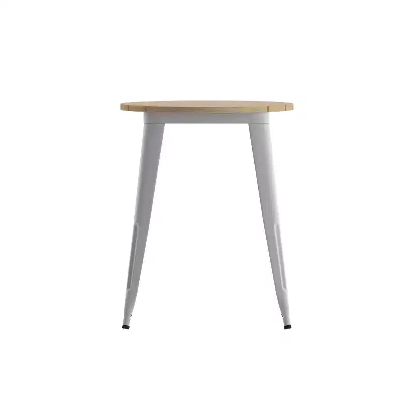 Indoor/Outdoor Round Dining Table – All-Weather Poly Resin Top, Steel Base