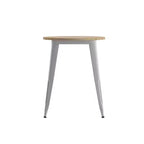 Indoor/Outdoor Round Dining Table – All-Weather Poly Resin Top, Steel Base