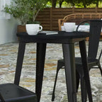 Indoor/Outdoor Round Dining Table – All-Weather Poly Resin Top, Steel Base