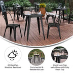 Indoor/Outdoor Round Dining Table – All-Weather Poly Resin Top, Steel Base