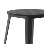 Indoor/Outdoor Round Dining Table – All-Weather Poly Resin Top, Steel Base