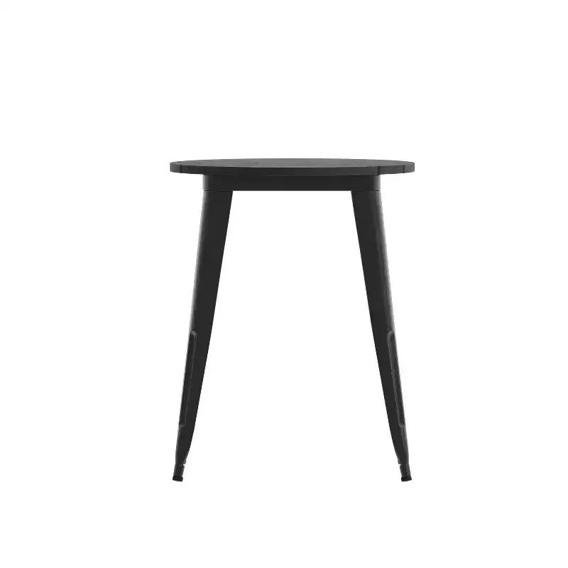 Indoor/Outdoor Round Dining Table – All-Weather Poly Resin Top, Steel Base