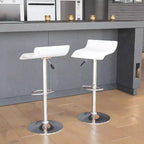 Contemporary Vinyl Adjustable Height Barstool – Wave Seat, Chrome Base