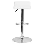 Contemporary Vinyl Adjustable Height Barstool – Wave Seat, Chrome Base