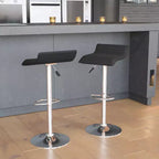 Contemporary Vinyl Adjustable Height Barstool – Wave Seat, Chrome Base