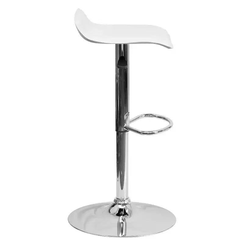 Contemporary Vinyl Adjustable Height Barstool – Wave Seat, Chrome Base, Set of 2