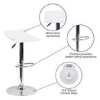 Contemporary Vinyl Adjustable Height Barstool – Wave Seat, Chrome Base