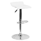 Contemporary Vinyl Adjustable Height Barstool – Wave Seat, Chrome Base