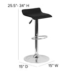 Contemporary Vinyl Adjustable Height Barstool – Wave Seat, Chrome Base
