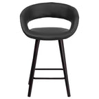 Contemporary Vinyl Counter Height Stool – Cappuccino Wood Frame