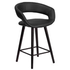 Contemporary Vinyl Counter Height Stool – Cappuccino Wood Frame