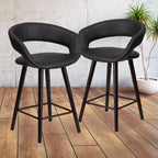 Contemporary Vinyl Counter Height Stool – Cappuccino Wood Frame