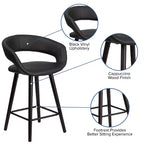 Contemporary Vinyl Counter Height Stool – Cappuccino Wood Frame