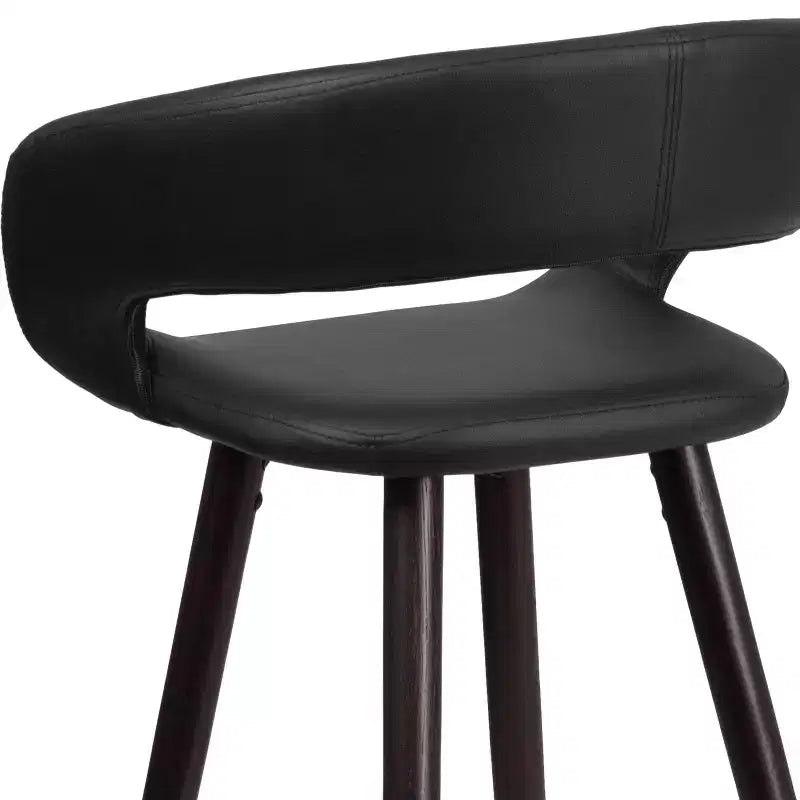 Contemporary Vinyl Counter Height Stool – Cappuccino Wood Frame, Set of 2