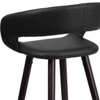Contemporary Vinyl Counter Height Stool – Cappuccino Wood Frame