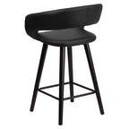 Contemporary Vinyl Counter Height Stool – Cappuccino Wood Frame