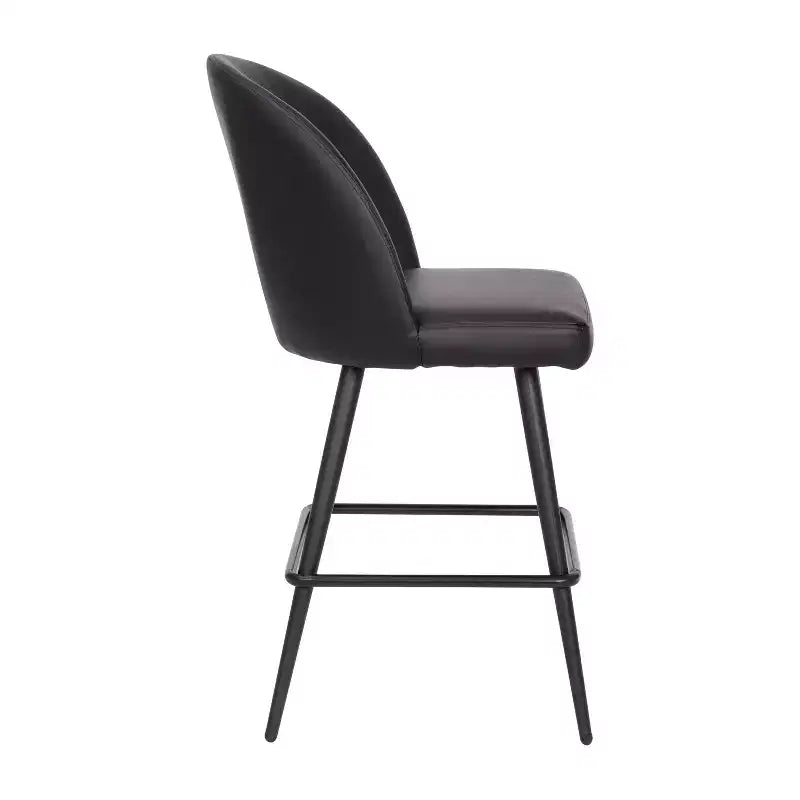 Modern Upholstered Dining Stools – Contoured Backs, Powder Coated Steel Legs, Set of 2