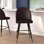 Modern Upholstered Dining Stools – Contoured Backs, Powder Coated Steel Legs