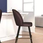 Modern Upholstered Dining Stools – Contoured Backs, Powder Coated Steel Legs