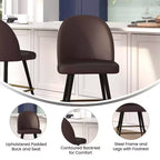 Modern Upholstered Dining Stools – Contoured Backs, Powder Coated Steel Legs