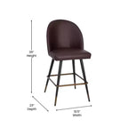 Modern Upholstered Dining Stools – Contoured Backs, Powder Coated Steel Legs