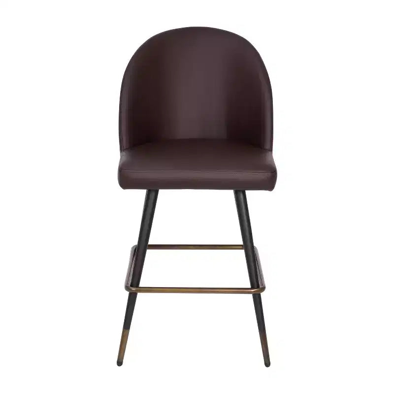 Modern Upholstered Dining Stools – Contoured Backs, Powder Coated Steel Legs, Set of 2