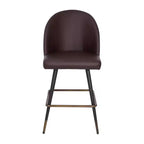 Modern Upholstered Dining Stools – Contoured Backs, Powder Coated Steel Legs