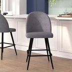 Modern Upholstered Dining Stools – Contoured Backs, Powder Coated Steel Legs