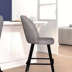 Modern Upholstered Dining Stools – Contoured Backs, Powder Coated Steel Legs