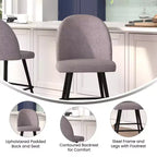 Modern Upholstered Dining Stools – Contoured Backs, Powder Coated Steel Legs