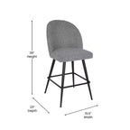 Modern Upholstered Dining Stools – Contoured Backs, Powder Coated Steel Legs