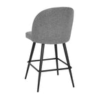 Modern Upholstered Dining Stools – Contoured Backs, Powder Coated Steel Legs