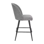 Modern Upholstered Dining Stools – Contoured Backs, Powder Coated Steel Legs
