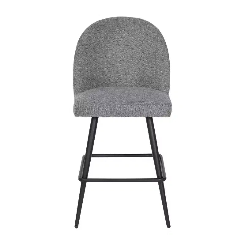 Modern Upholstered Dining Stools – Contoured Backs, Powder Coated Steel Legs, Set of 2