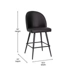 Modern Upholstered Dining Stools – Contoured Backs, Powder Coated Steel Legs