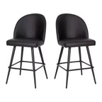 Emma and Oliver Modern Upholstered Dining Stools with Contoured Backs & Powder Coated Steel Legs with Floor Glides - Set of 2