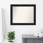 Black Non-Beveled Bathroom Wall Mirror – Modern Frame, Wall Mount