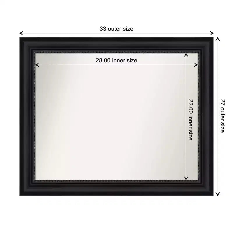 Astor Black Non-Beveled Bathroom Wall Mirror – Modern Frame, Wall Mount