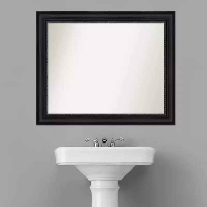 Astor Black Non-Beveled Bathroom Wall Mirror – Modern Frame, Wall Mount