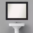 Black Non-Beveled Bathroom Wall Mirror – Modern Frame, Wall Mount