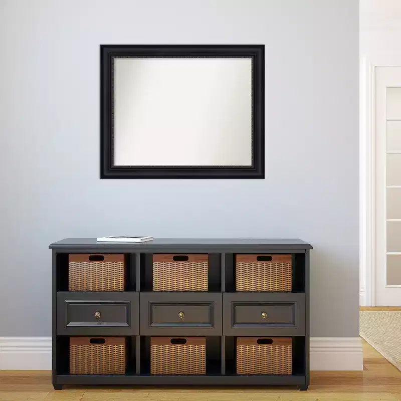 Astor Black Non-Beveled Bathroom Wall Mirror – Modern Frame, Wall Mount