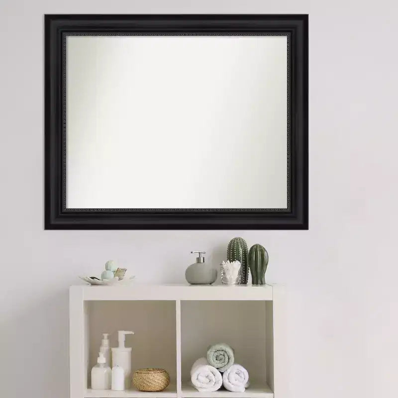 Astor Black Non-Beveled Bathroom Wall Mirror – Modern Frame, Wall Mount