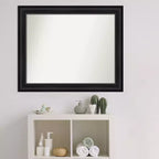 Black Non-Beveled Bathroom Wall Mirror – Modern Frame, Wall Mount