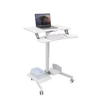 Mount-It! Height Adjustable Mobile Computer Cart, Rolling Desktop Workstation, Storage Area for CPU and Printer, Mobile Sit-Stand Computer Workstation