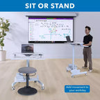 Height Adjustable Mobile Computer Cart – Rolling Workstation, CPU & Printer Storage